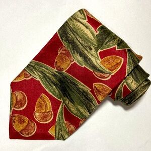 Talbott Studio Carmel Acorn Leaf Floral Fall Robert Talbott Neck Ties Vintage